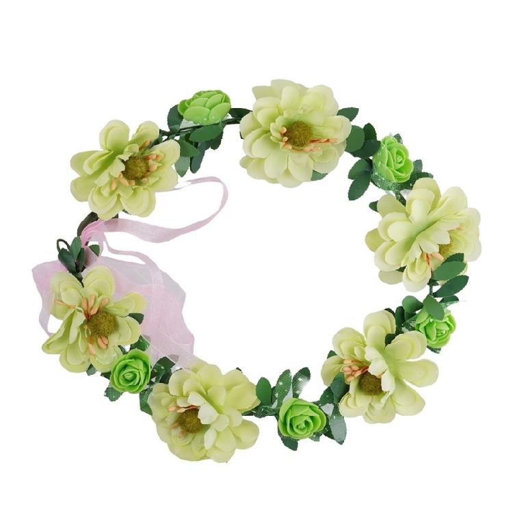 

Boho Flower Women Headband Floral Garland Wreath Hair Accs for Photo Shooting зелёный