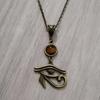 Ancient Egyptian Horus Eye Natural Tiger Eye Stone Pendant Necklace for Women Halloween Party Pagan Witchcraft Gothic Jewelry