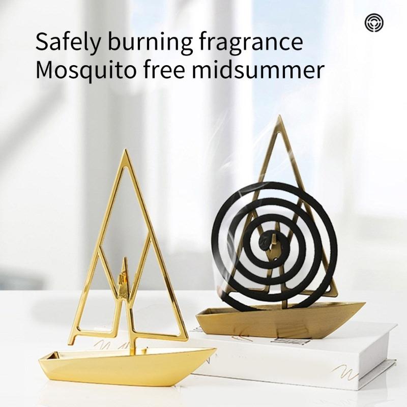 Sailing Shape Insect Coil Holder Metal Coil Incenses Burners Hanging Incenses Holder Rack for Home and Office Desktop