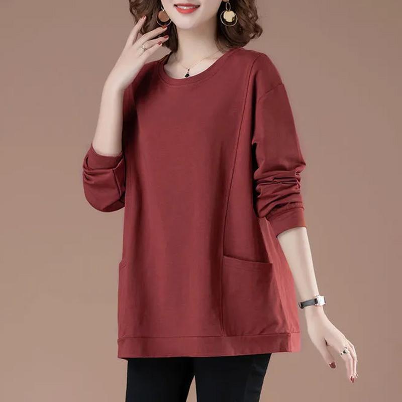 Sweatshirt for Women Cotton Oversize Loose Round Neck Casual Pullover Long Sleeve Top Sweatshirt