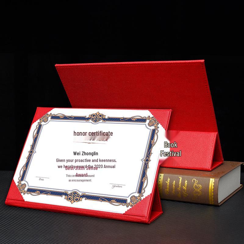 A4 Leather Honor Certificate Stand with Hot Stamping Customization