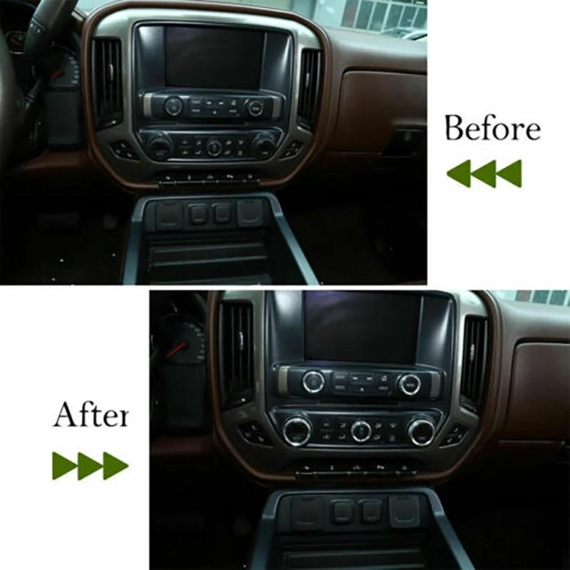 8PCS Air Conditioning Knob Circle AC Knob Cover Air Outlet Switch Button Decoration Ring Trim For Chevrolet Silverado 2014-2018