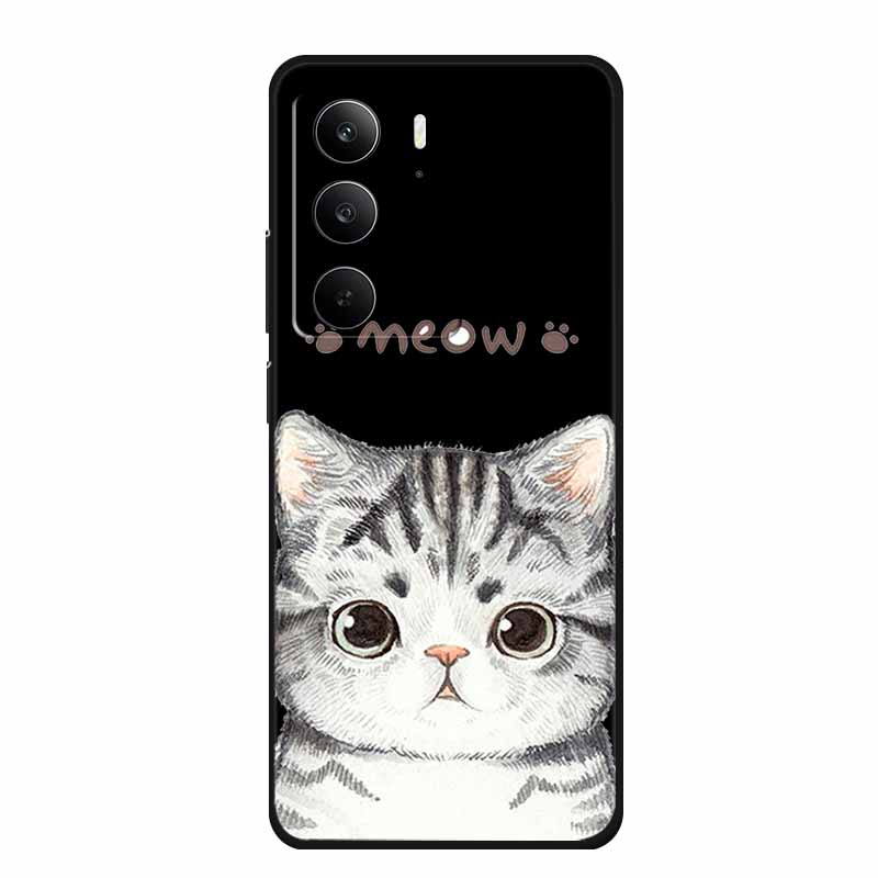For Realme Narzo 80 Lite 5G Case Narzo80 Lite Coque Cartoon Cat TPU Black Silicone Soft Phone Case For Realme Narzo 80Lite Funda