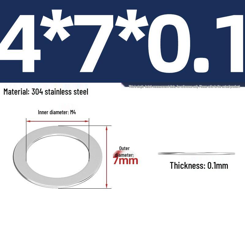 304 Stainless Steel Ultra-Thin Flat Washers - Available in Thickness: 0.1mm, 0.2mm, 0.3mm, 0.5mm