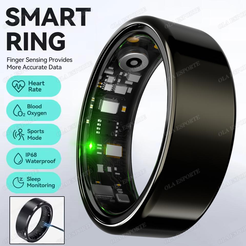 

For Smart Ring Men Women Bluetooth Monitor Blood HeartRate Blood Oxygen Monitor Smartring MultiSport 5ATM Waterproof 7 чорний