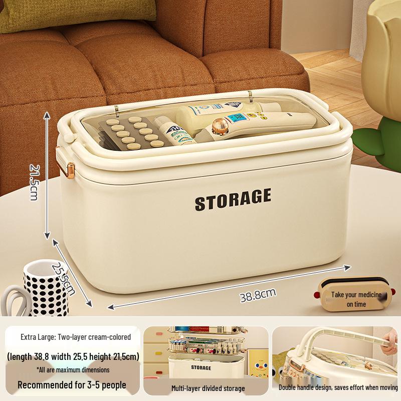 Large Capacity Multi-Layer Family Medicine Storage Box for First Aid and Medication Organization