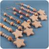 Baby Pacifier Clip Chain Wooden Star Holder Soother Pacifier Clip Leash Strap Nipple Holder For Infant Nursing Nipple Clip Chain