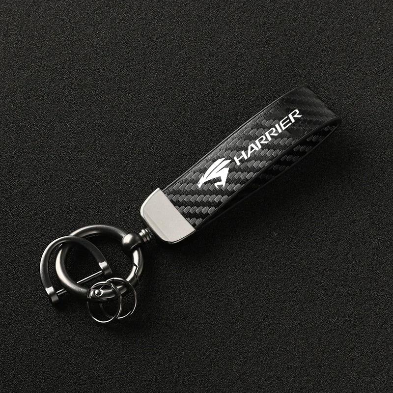 Car Carbon Fiber Style Keychain Microfiber Leather Key Chain For Toyota Harrier 30 60 80 XU30 XU60 XU80 2022 2023 Accessories