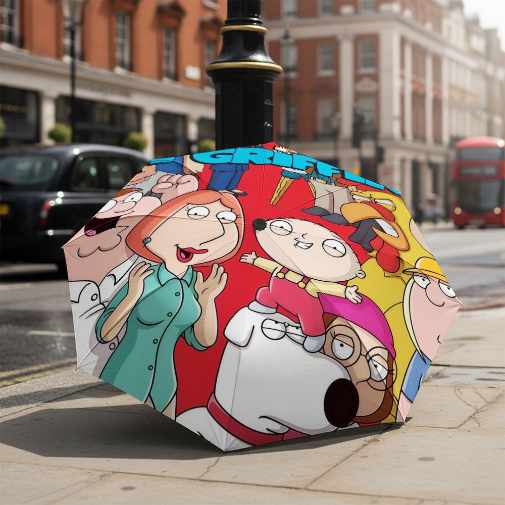 1 PC Automatic Folding Umbrella-Family Guy Pattern, Portable & Foldable Design with 8 Ribs, Christmas Birthday Gifts