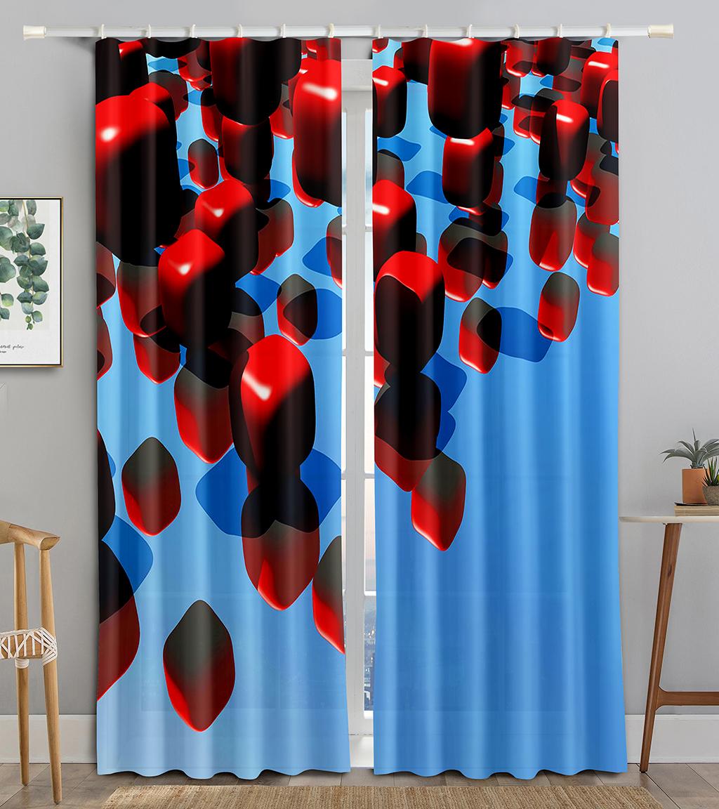 

3D Illustration Abstract Block Cubes Light Blocking Window Area Drape Living Interior Room Bedroom Bath Rooms Kicthen Entry Doors Storage Cupboar W50 X H130(CM)X2&Hook