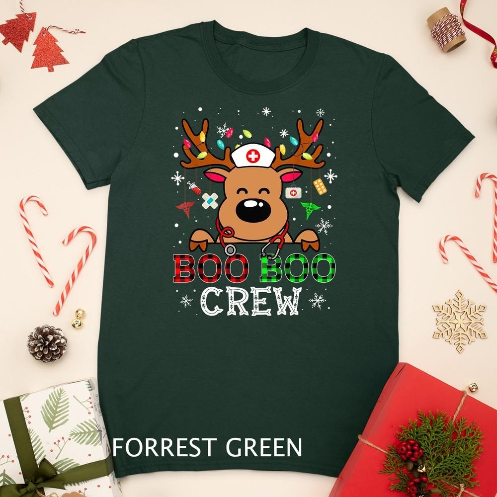 Boo Boo Crew Reindeer Nurse Buffalo Plaid Nurse Christmas T-Shirt Unisex T-shirt