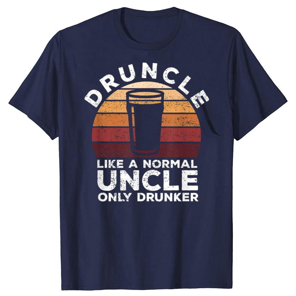 Druncle Funny Vintage Drunk Beer Drinking Uncle 100% Cotton T-shirts Men Casual Tshirt Loose Oversized Streetwear T Shirt