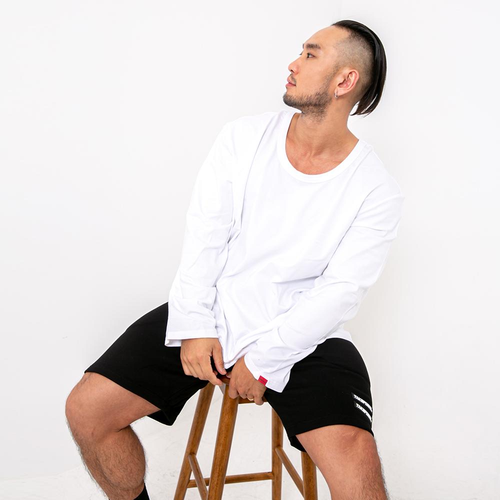 Take Form U-Neck Loose Fit Long Sleeve T-Shirt_White White (Free)