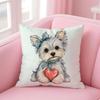 Adorable Yorkshire Dog Cushion Cover Short Plush Soft DoubleSided Printing Pillow Case Cozy Sofa Bedroom Home Decor Gift