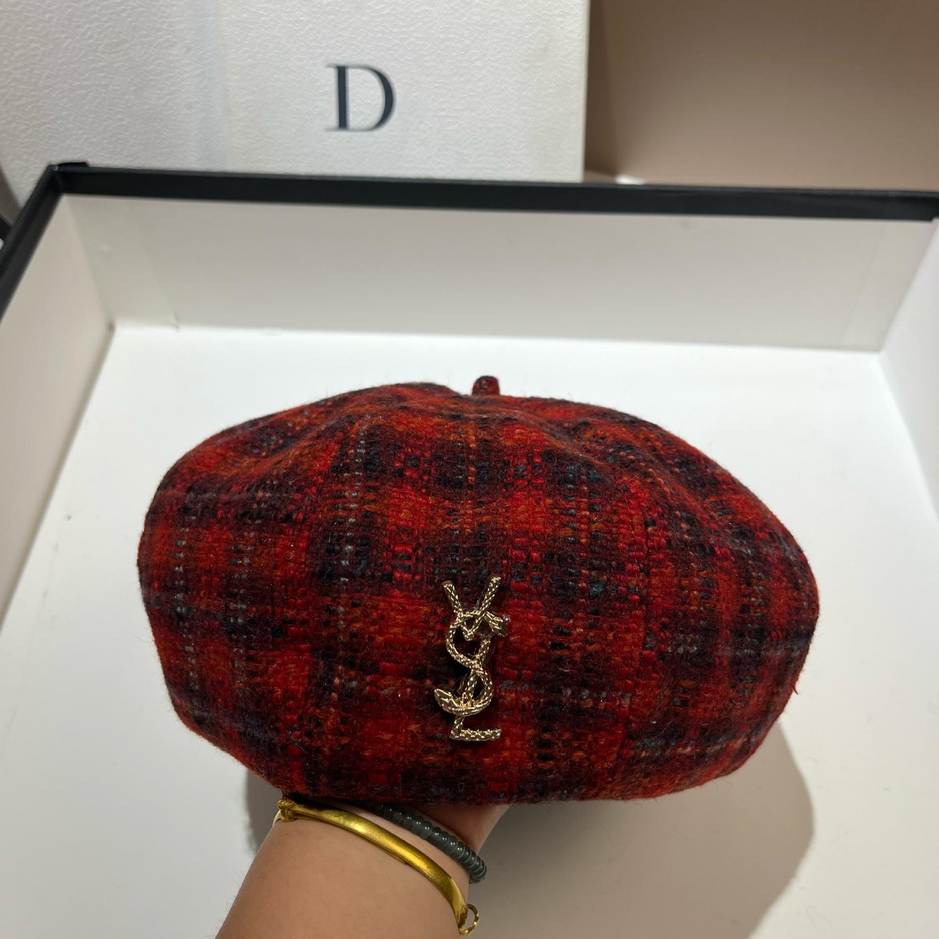 Vsl Paris Стильная цветная клетчатая восьмиугольная беретка Сладкая маленькая фея Универсальная шляпа художника one size fits all