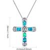 Fashionable Women's Blue Opal Cross Pendant Clavicle Necklace for Spring and Summer