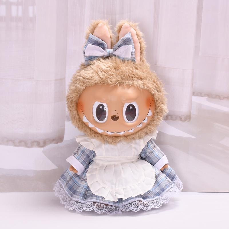 38cm Labubu Plush Doll Casual Outfit Set with Hat (Clothes Only)
