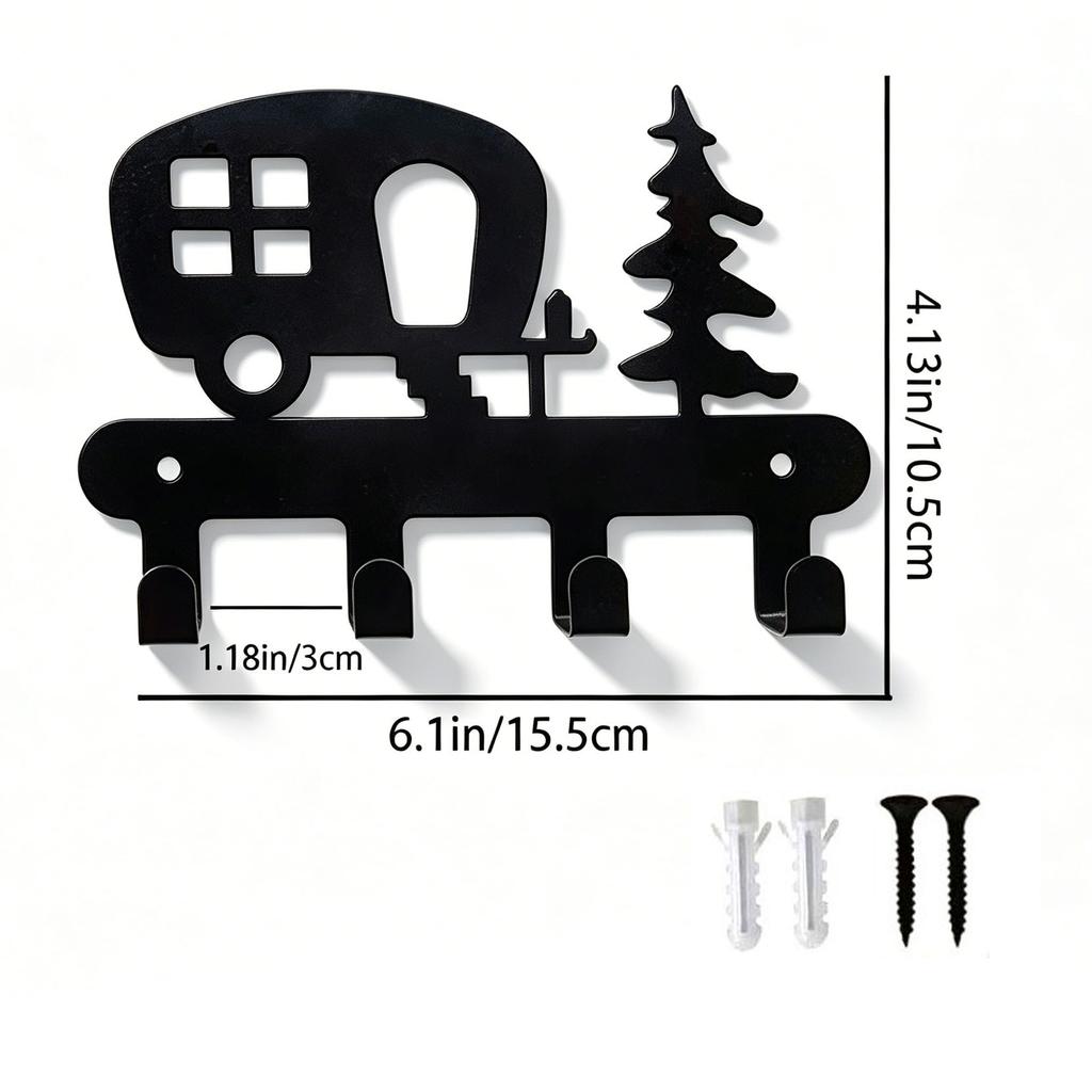 Key Holder for Wall Hooks Organizer Hanger 4 Hooks Key Rack Wall Mounted with Screws and Anchors, Home Wall Metal Decor for Front Door Garage