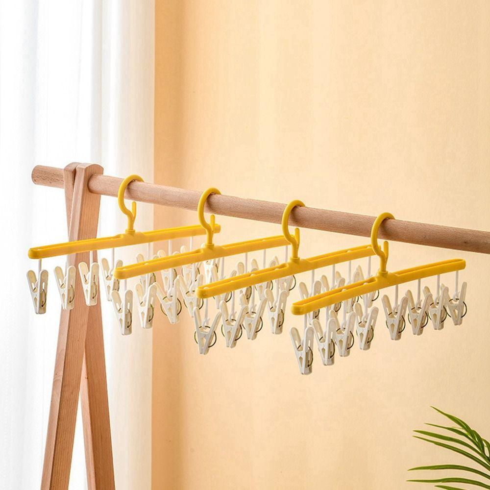 Plastic 8 Clips Clothes Drying Hanger Windproof Seamless Clothes Drying Rack Non-slip Underwear Socks Holder Dormitory