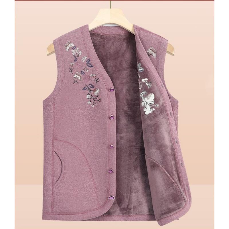 Elderly Vest Women's Autumn and Winter Vest Outer Wear Thickened Velvet Vest Jacket for the Elderly