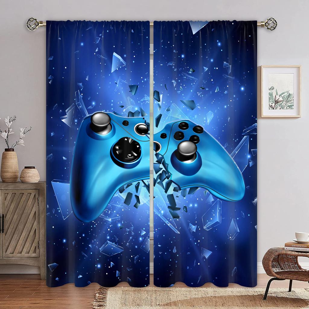 Ready-made Gamepad Game Controller For Video Games And 3D Digital Printing Bedroom Living Room Window Curtains 2 Panels