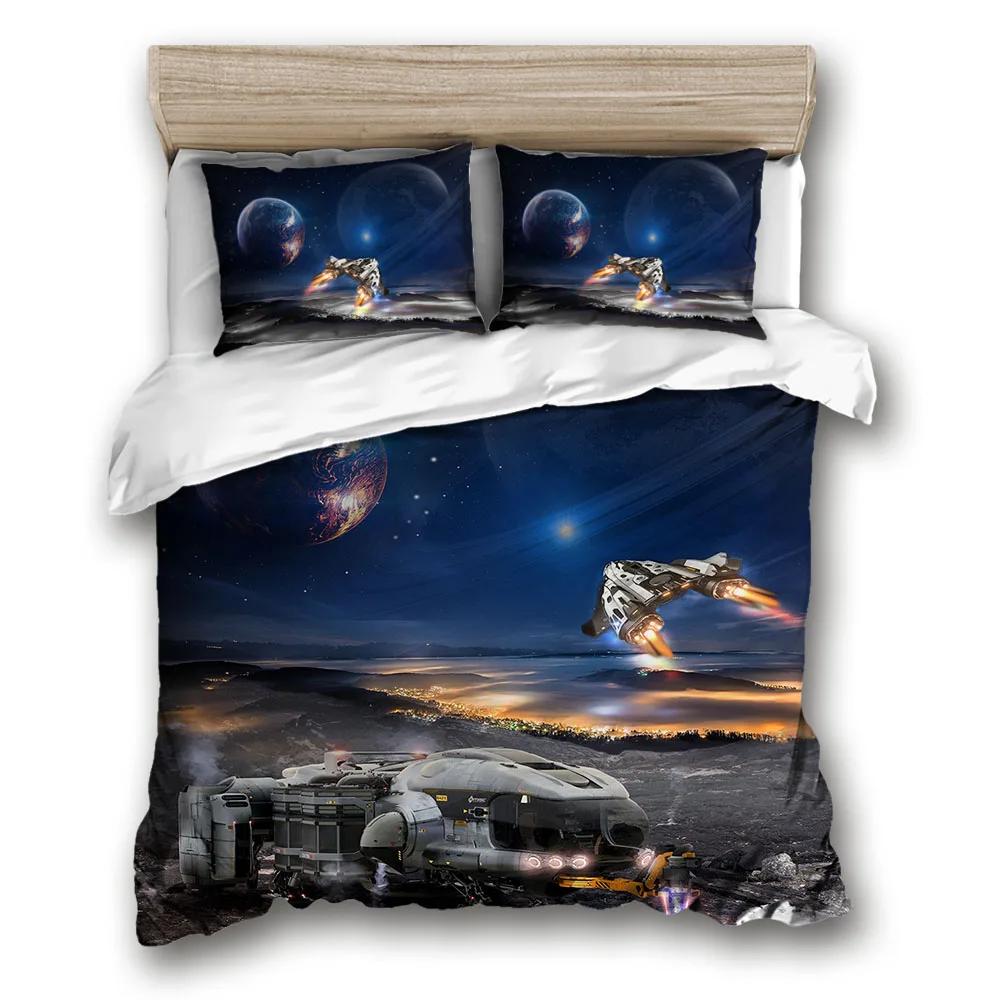 Set cuvertură de pat Galaxy Star 3d Space Star Cu o singură dublă Twin/Queen 2 buc/3 buc Seturi de lenjerie de pat Univers cu tematică în spațiul cosmic
