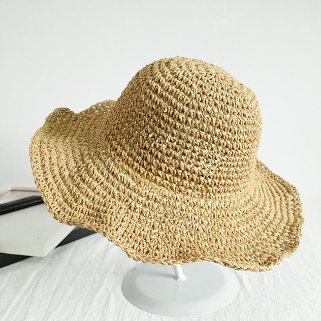 Foldable Straw Sun Hat,Wide Brim Beach Hat with Adjustable Drawstring, Lightweight Breathable Summer Hat,Sun Outdoor Hat коричневый