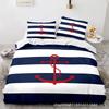 Marine Anchor Bedding Set, Ocean Sea 3D Duvet Cover Set, Blue Ship Vessel Bed Linen Twin Queen King Single Size