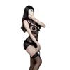 See-through lingerie with lace trim, revealing breasts, adult one-piece uniform