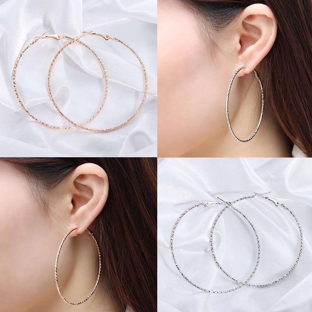 Simple Geometrical Gift Party Jewelry Hoop Earrings Shiny Print Big Circle Earrings
