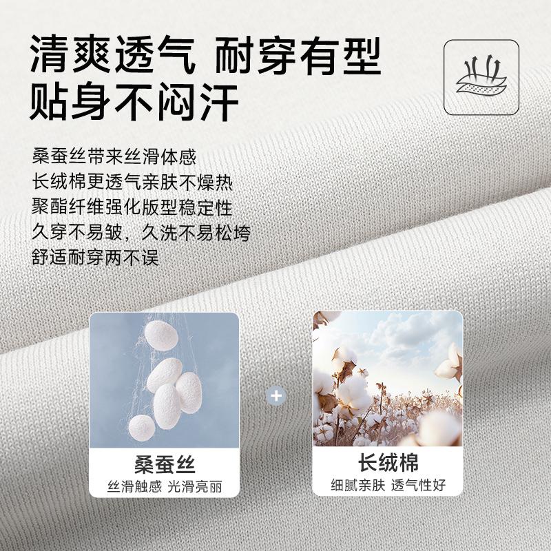[Including Mulberry Silk] Langdeng Men's Half Zipper Knitted Polo Shirt Summer Breathable Business Collar Short Sleeve T-shirt
