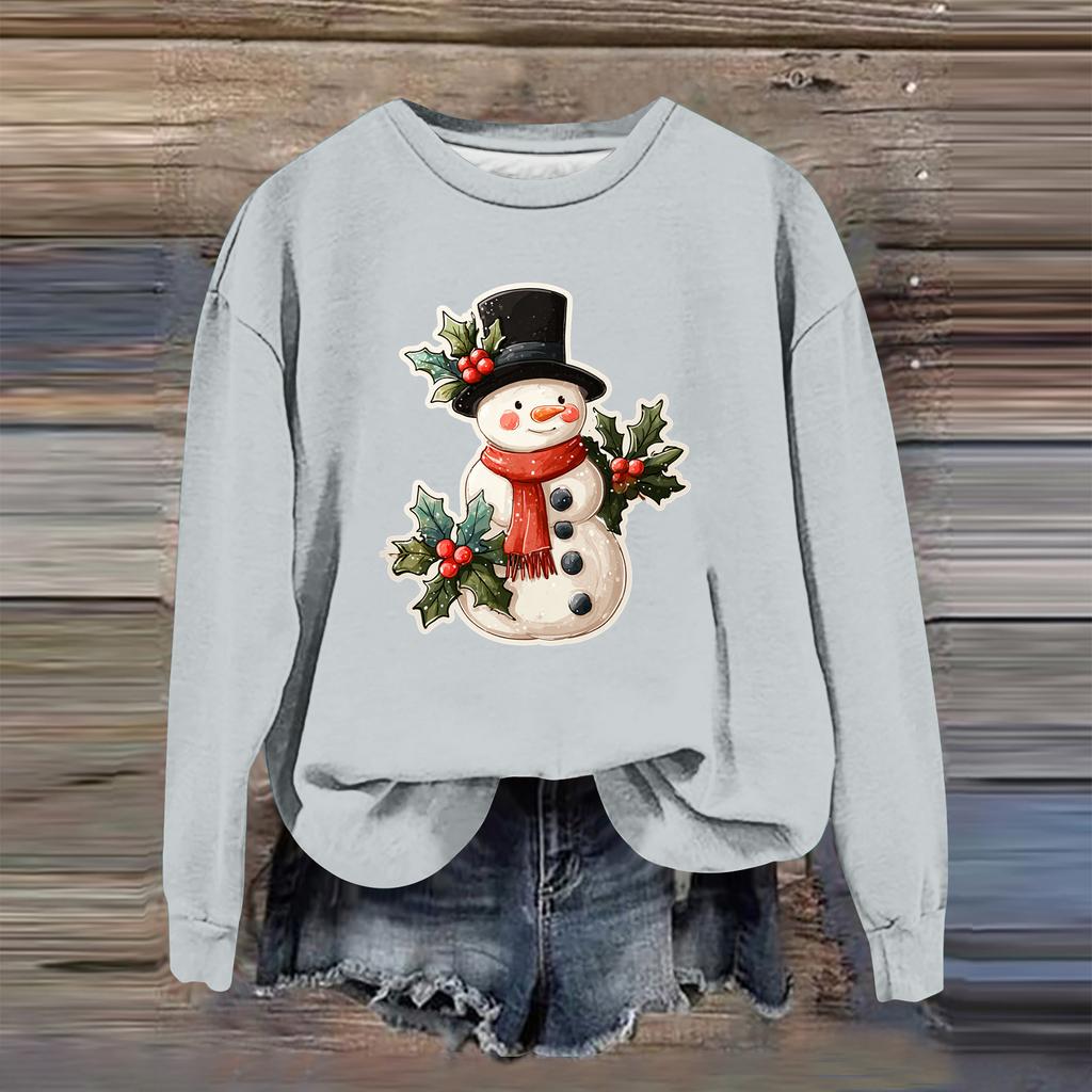 Women's Fashion Casual Long Sleeve Loose Christmas Printed Sweatshirt