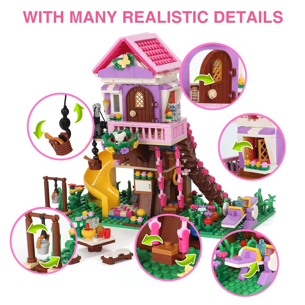 Creative Friends Friendship House Building Blocks Summer Treehouse Camping Model Toy Christmas birthday gifts for Kids
