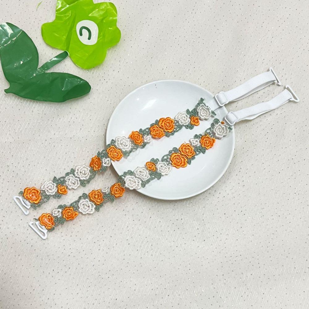 Adjustable Floral Bra Straps with Lace Trim Flower Lingerie Strap Fashion Underwear Strap Women