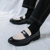 Neue Penny Loafer Mode Herren Spitz Wildleder Patchwork Kleid Freizeitschuhe Männlich Party Hochzeitskleid Homecoming Schuhe