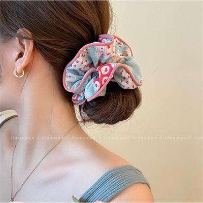 Korean Fashion Big Printed Scrunchie Women Girls Elastic Hair Rubber Band Accessories Tie Hair Ring Rope Headdress Headwear