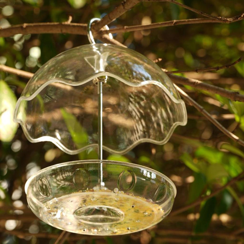 Rainproof Hanging Bird Feeder, Outdoor Transparent Umbrella-shaped Bird Feeder, Transparent Open Wild Bird Feeding Platforms