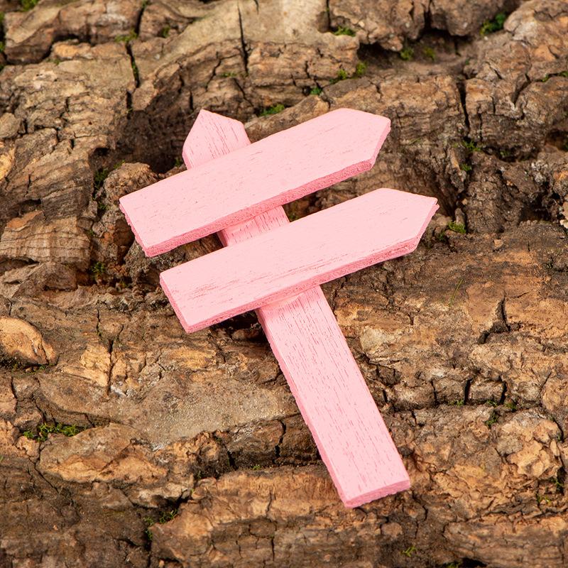 Moss Micro Landscape Ornaments Multi-colored Wooden Guide Signs Succulent Pot Garden Wooden Fence Process Accessories
