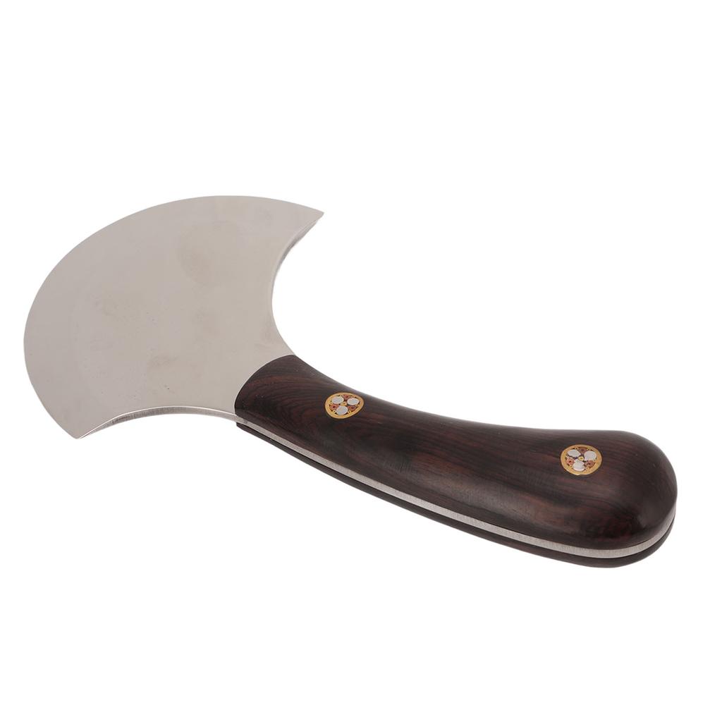 Leather Round Knife DIY One Piece Grinding Powder Steel Incisive Blade Ebony Handle Leather Skiving