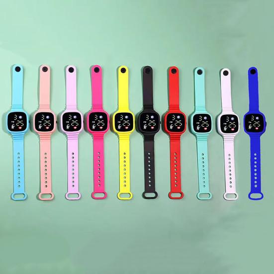 Wrist Watch Button Control LED Square Dial Digital Display Adjustable Precise Time Waterproof Kids Digital Sport Watch Daily Accessory