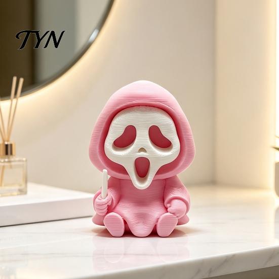 Compact Skull Model for Collection Halloween Ghost Statue, Cartoon Skeleton Sculpture, 3D Printed Textures Handmade Atmosphere Props Horror