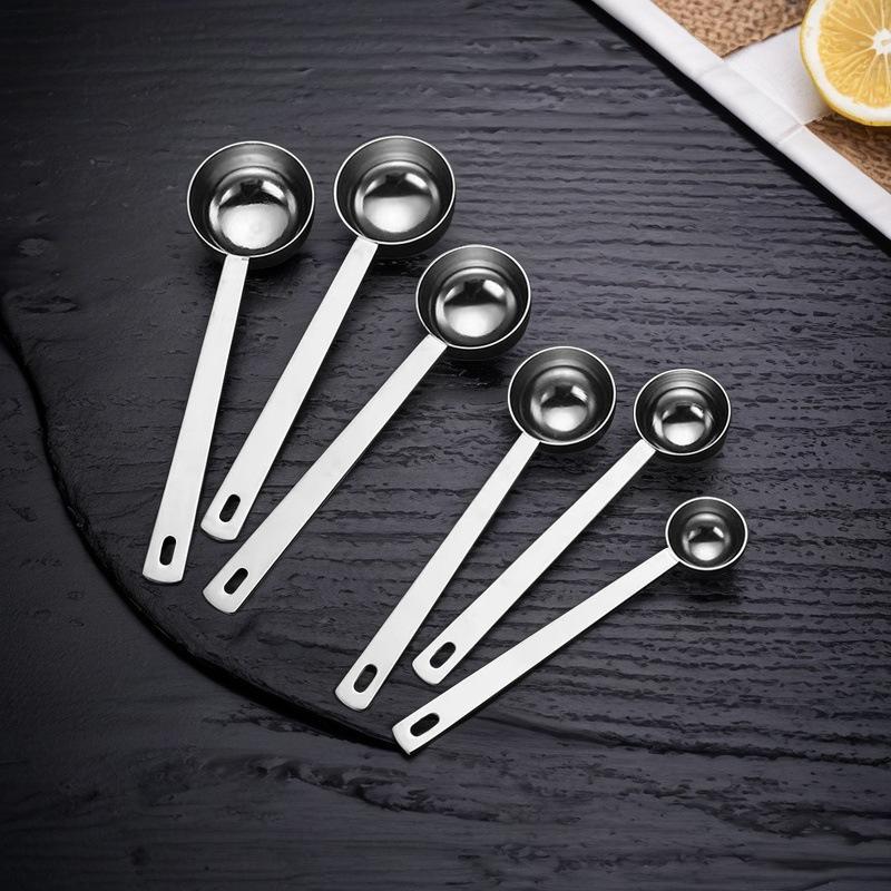 304 Stainless Steel Measuring Spoons 5ml-30ml, Long Handle for Coffee, Milk Powder, and Baking