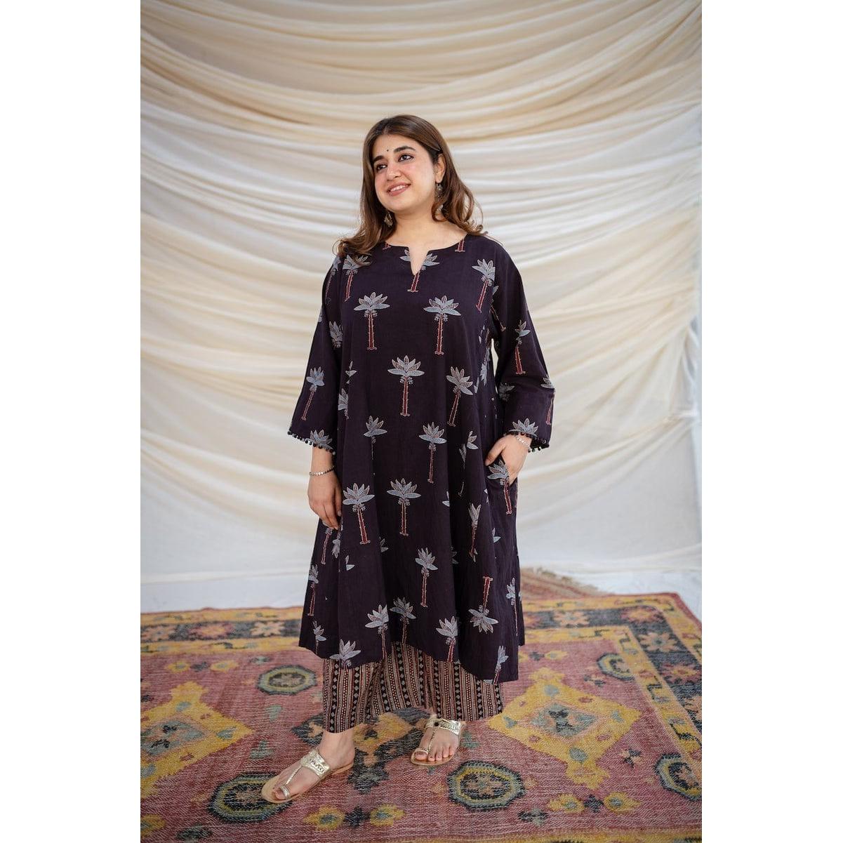Indian Pakistani Cotton Kurti Palazzo Set Women Casual Wear Kurta Set Dress L-40