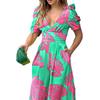 Spring new women's clothing fashion temperament V-neck waist wide-leg jumpsuit
