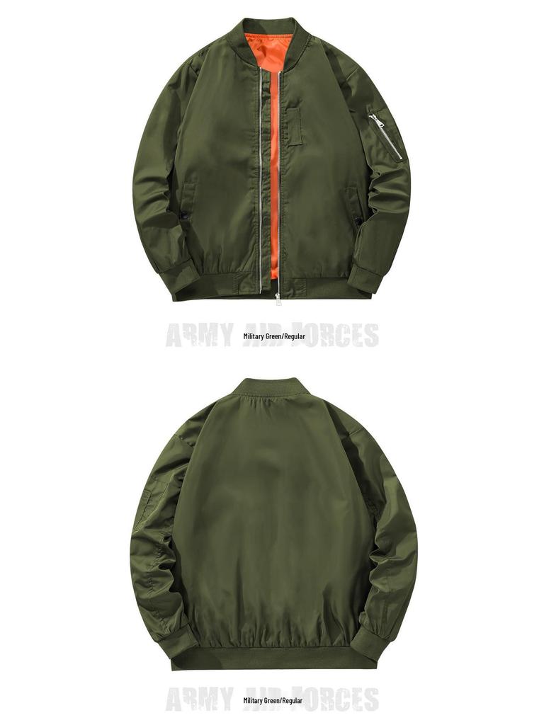 Men's Large Loose Fit Bomber Jacket - Casual Spring/Autumn Baseball Coat