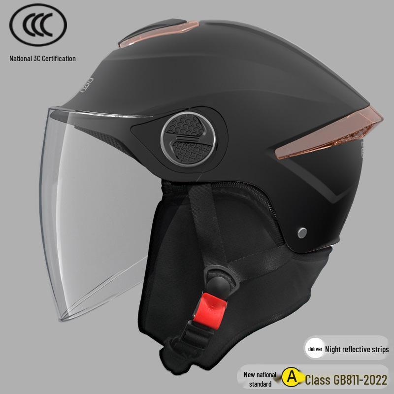 Certified Universal Half Helmet for Men & Women - Summer Sun Protection, All Seasons Motorcycle Use