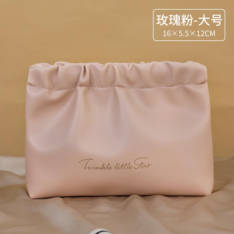 Brand Design High Beauty Wrinkle Bag Cosmetics Mouth Red Envelope Storage Bag Travel Portable PU Makeup  Toilet Storage Bag