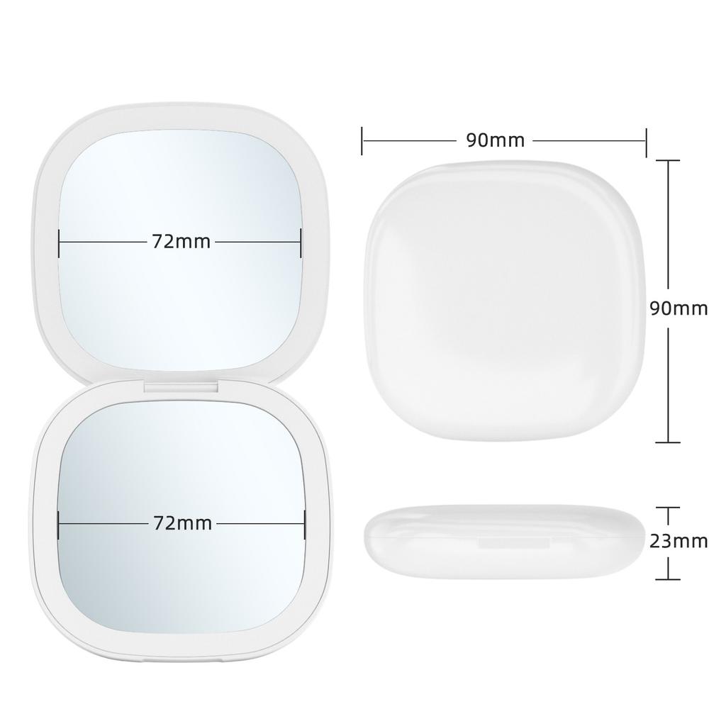 Specchio per Trucco da Viaggio LED Compatto Ingrandente 1X/10X Piccolo da Mano Tascabile Dimmerabile a 2 Lati Ricaricabile USB Touch Screen Portatile