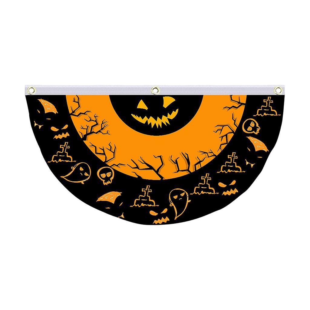Halloween Fan-Shaped Flag - 4590cm - Single Sided Printed Polyester for Outdoor Garden Decoration
