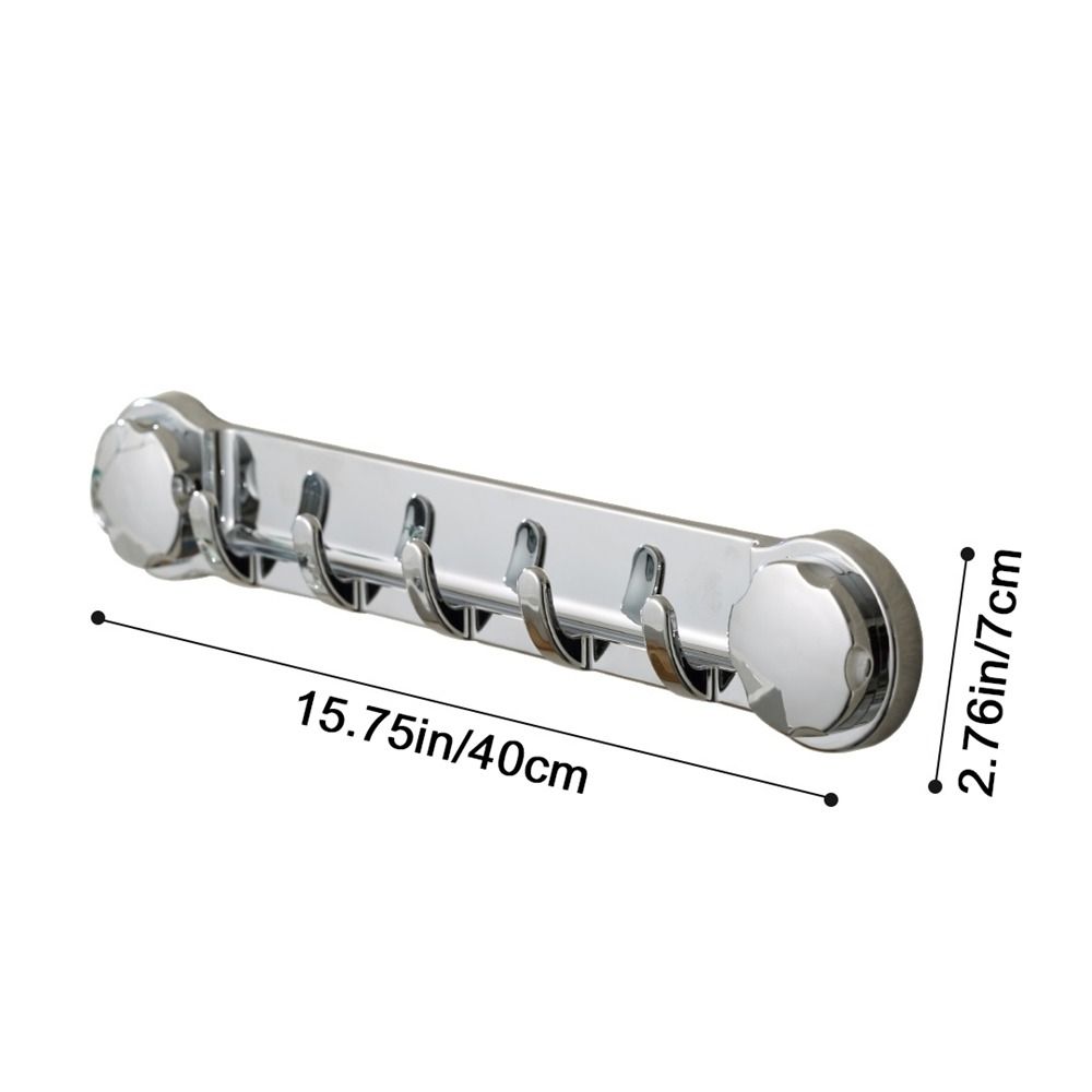 No Drilling 5 Hook Suction Cup Hook Silver Row Storage Hook Strong Suction Cup Hook  Kitchen